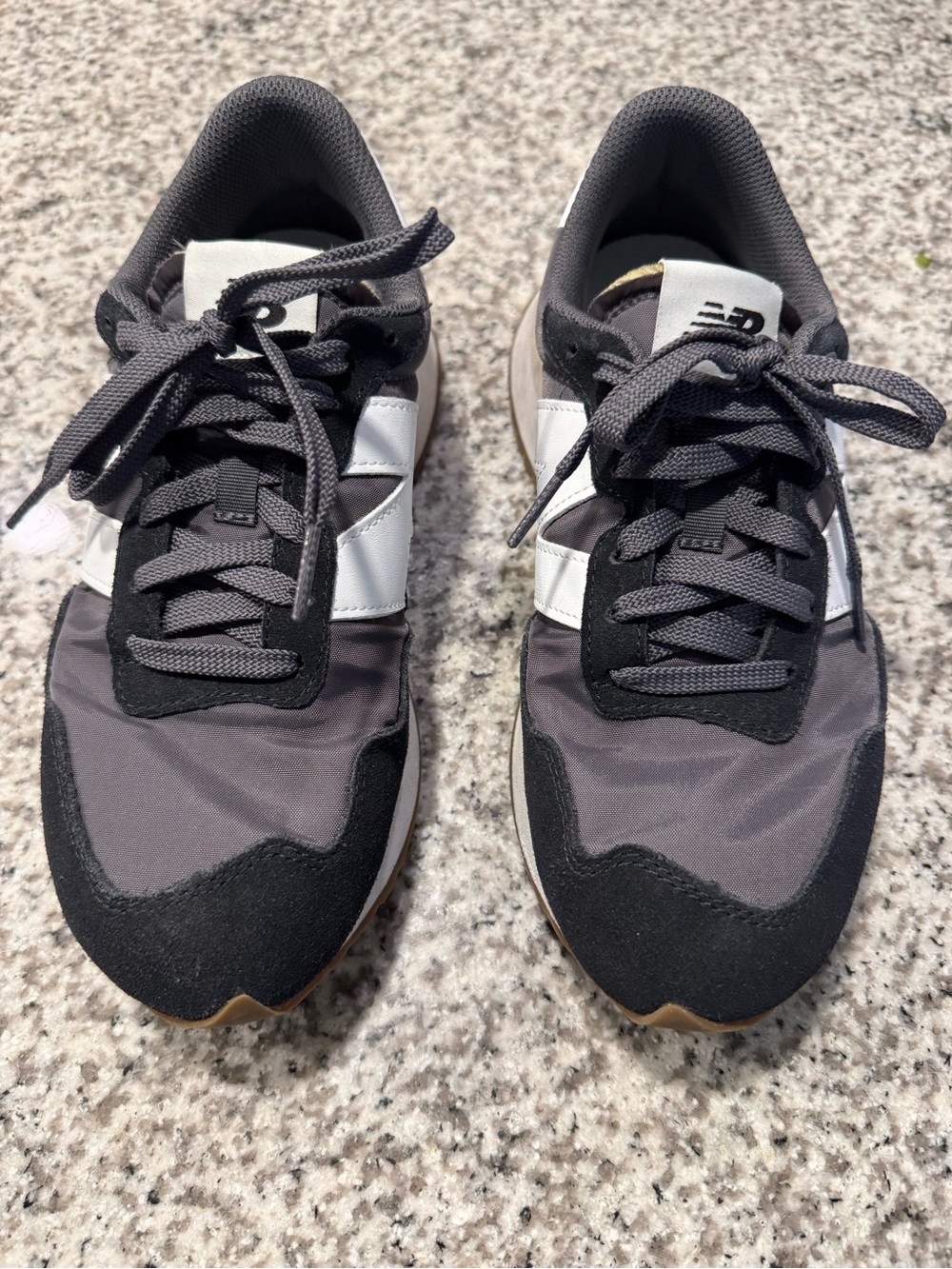 New Balance Women’s 237 Gray, Black and White Retro Sneakers